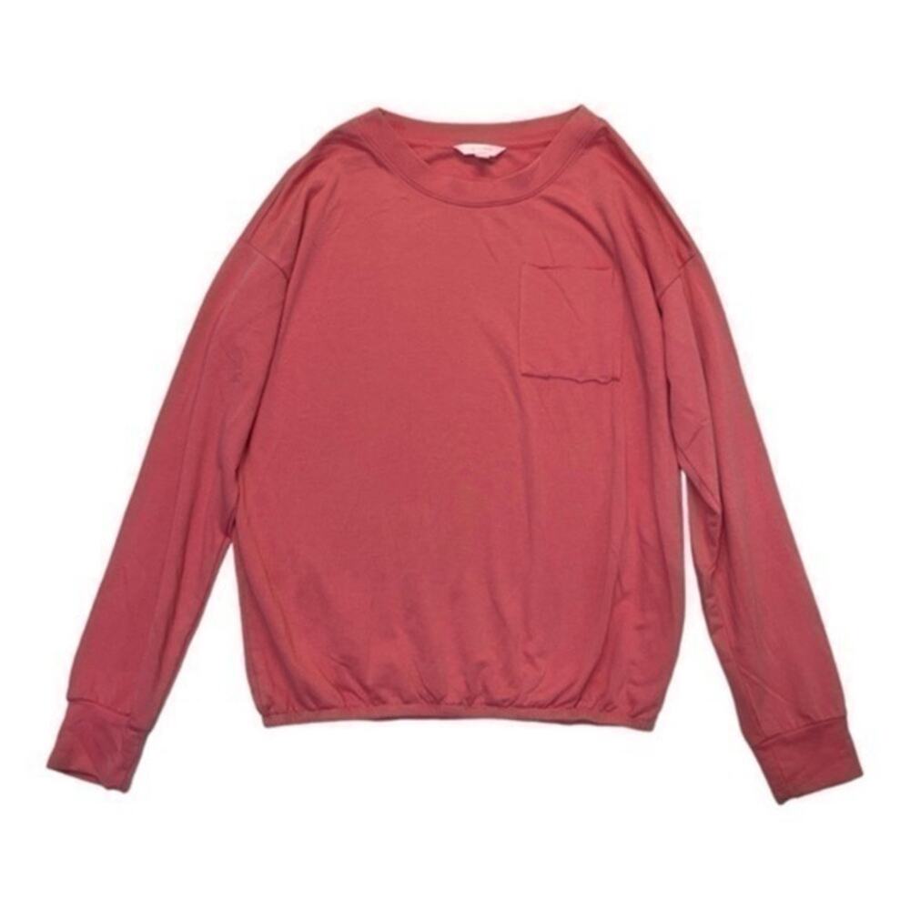 Lauren Conrad Sweatshirt coral pink Women’s Medium elastic hem lightweight top